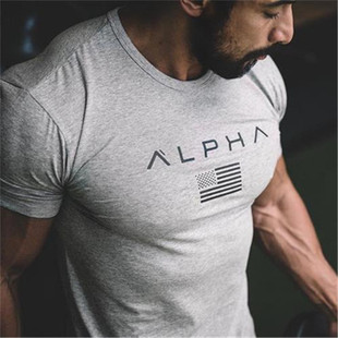 Muscle Summer Спортивная футболка больших размеров с круглым вырезом Мужская одежда для отдыха на открытом воздухе Братья с короткими рукавами для фитнеса и бега Тренировочная одежда Европа и Америка