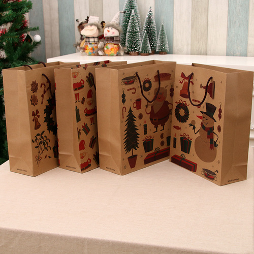Christmas gift bag gift bag Christmas handbag kraft paper bag Christmas packaging bag Christmas clothes bag
