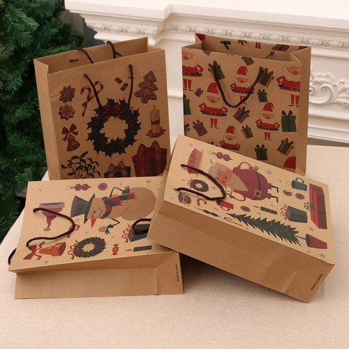 Christmas gift bag gift bag Christmas handbag kraft paper bag Christmas packaging bag Christmas clothes bag