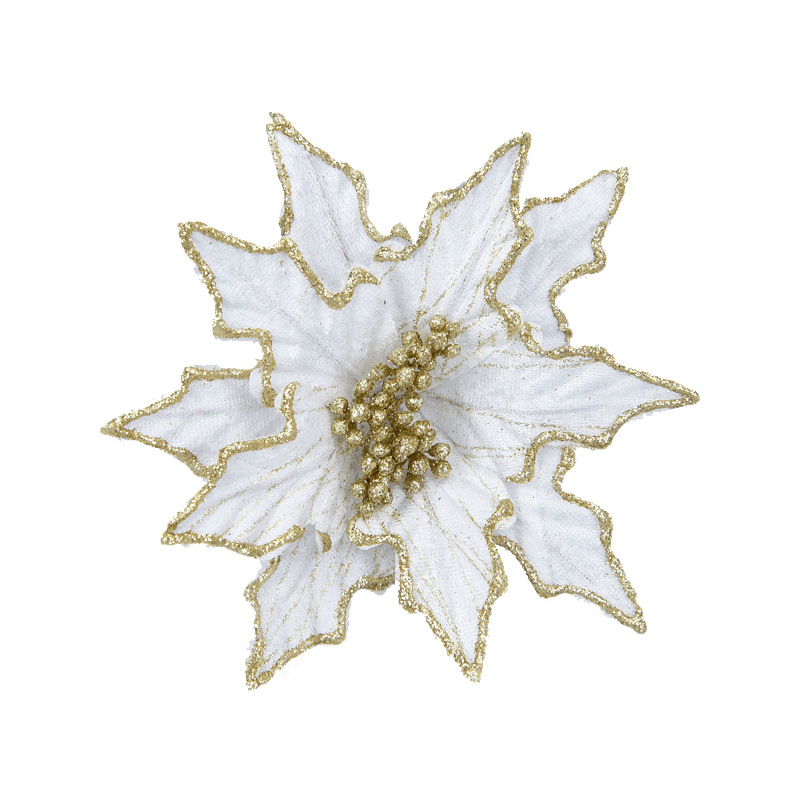 20cm simulación oro Navidad flor 25cm bronceado franela malla flor Navidad árbol arreglo DIY decorativo flor falsa