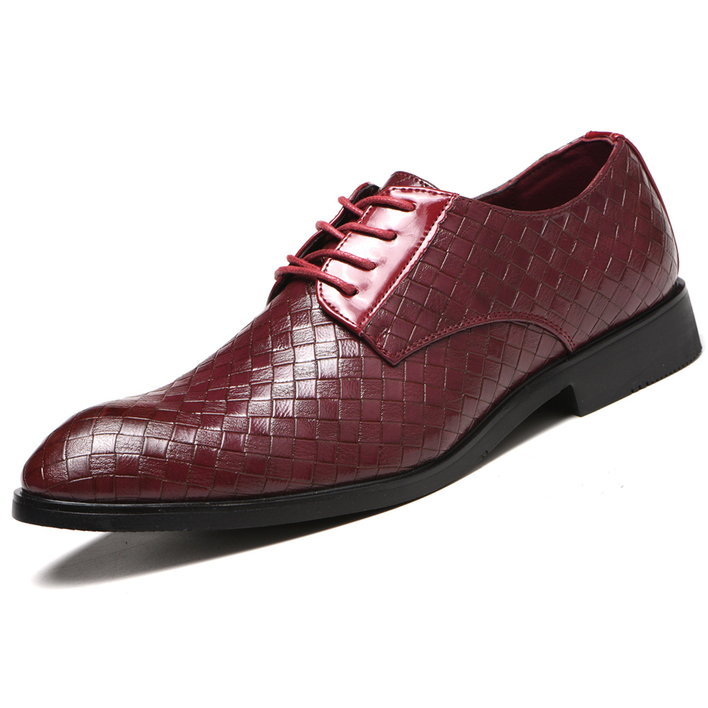 Plaid plus-size shoes men casual leather shoes_voghion.com