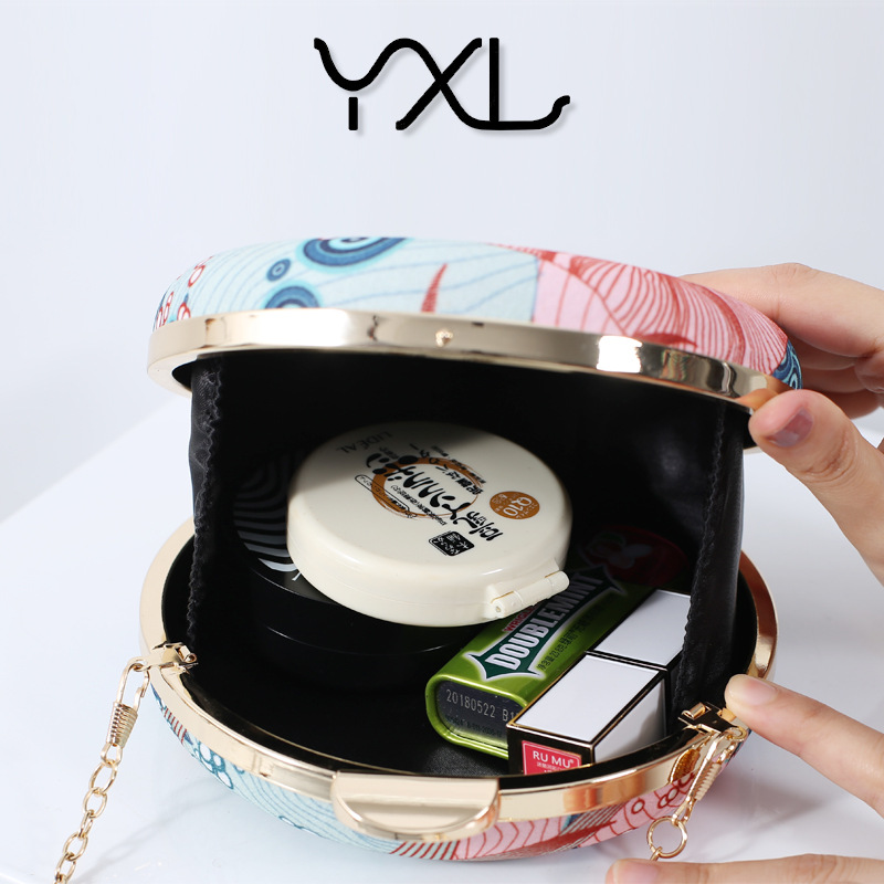 Nuevo estilo japonés embrague noche bolsa ins pequeño bolso redondo impreso pequeño tambor bolsa patrón impreso textura bolso