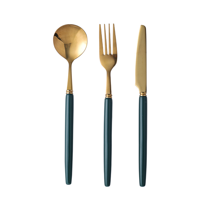 Shanen creativo color mango de cerámica cuchillo acero inoxidable, tenedor, cuchara postre occidental cuchillo carne y tenedor traje hogar vajilla