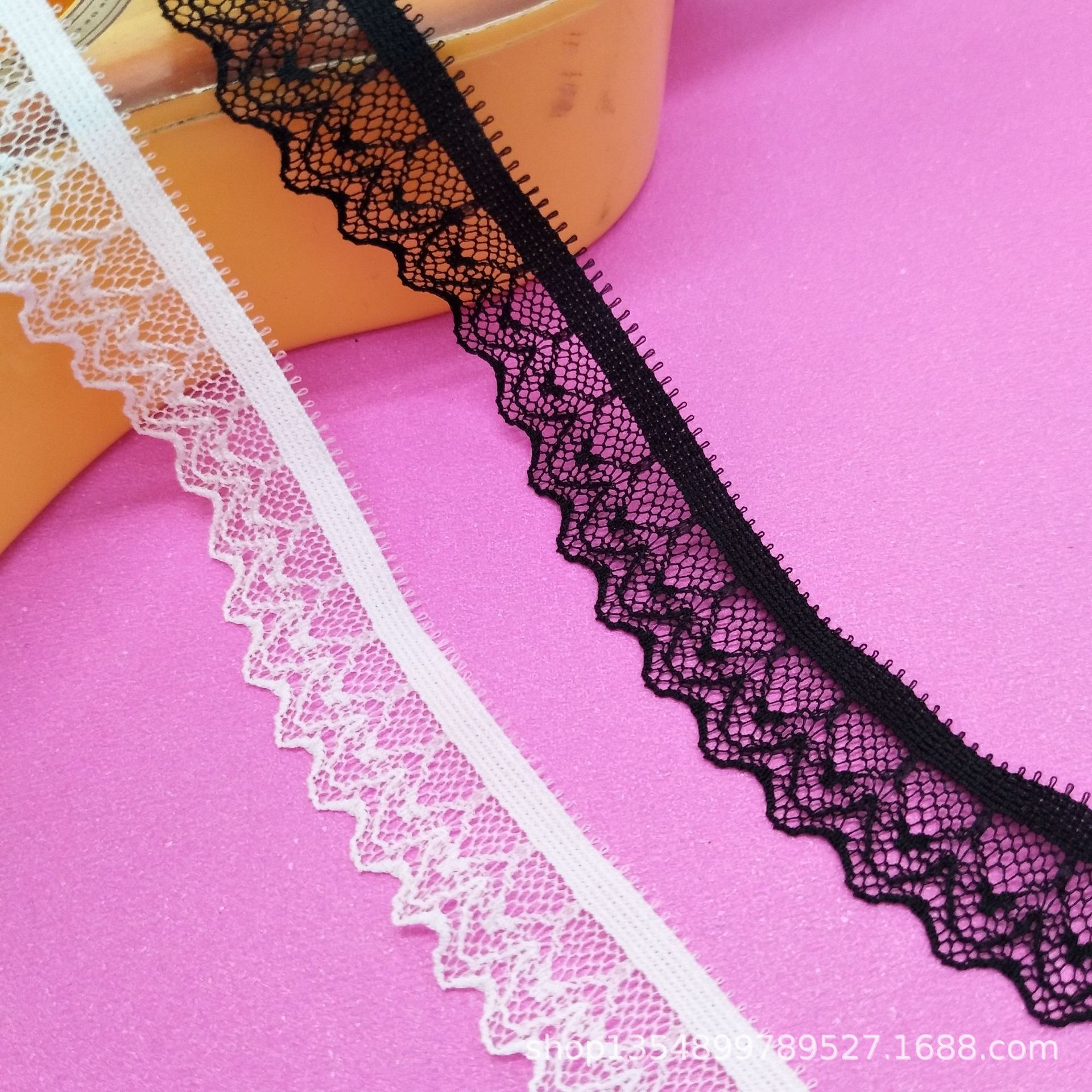 厂家现货批发新款1.6cm起皱弹力蕾丝花边 弹力花边 蕾丝边