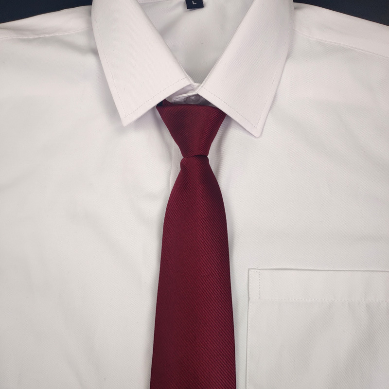 Fábrica directa negro y rojo poliéster seda nudo-libre sarga hombres corbata 8cm perezoso color sólido cremallera corbata al por mayor