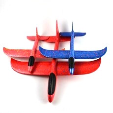 Factory direct sales 48cm hand-thrown luminous aircraft foam double-hole spinner children's stunt anti-fall model aircraft toy