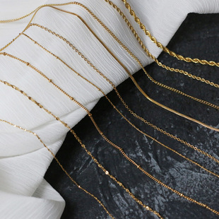 Gypsophila Petals Twist Chain Snake Bone Chain Bamboo O Chain Titanium Steel Gold Plated Bare Chain Necklace 45 50 60cm