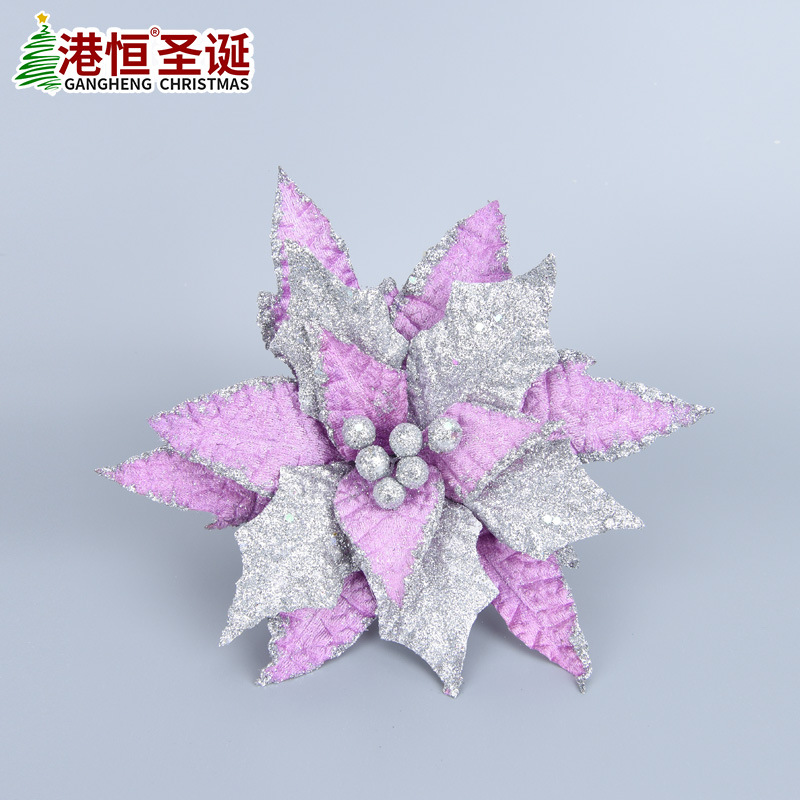 Tela popular transfronteriza de Navidad arreglo de flores artificiales árbol de Navidad polvo de oro decoración suministros decoración de Navidad flor artificial