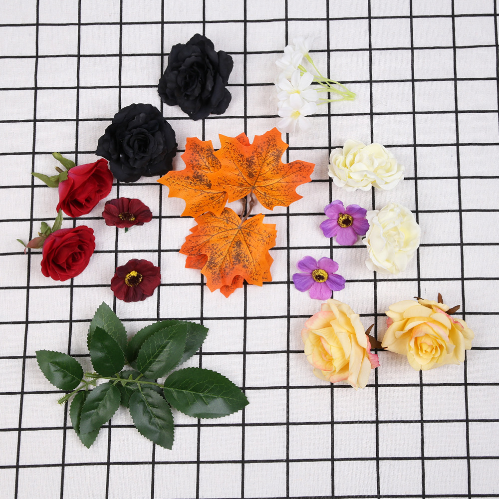 Artificial hoja de arce ramas cebolla orquídea Rosa girasol flor DIY hecho a mano accesorios fotografía decorativa