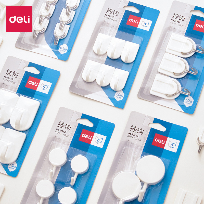 Durable Adhesive Hooks for Clothes Behind the Door, Strong Sticky Hooks for Walls, Kitchen Plastic Hooks, Office Stationery Wholesale