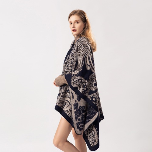 European and American fashion autumn and winter hot selling large cashew imitation cashmere women's scarf versatile thickened warm shawl cloak