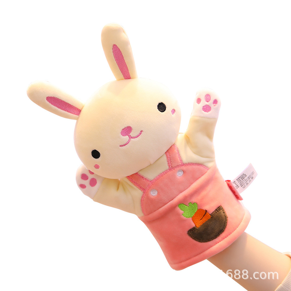 Conjunto de juguete de marioneta transfronteriza mano guantes de animales muñeca de conejo muñeca calmante muñeca de juguete muñeca mordedura marioneta