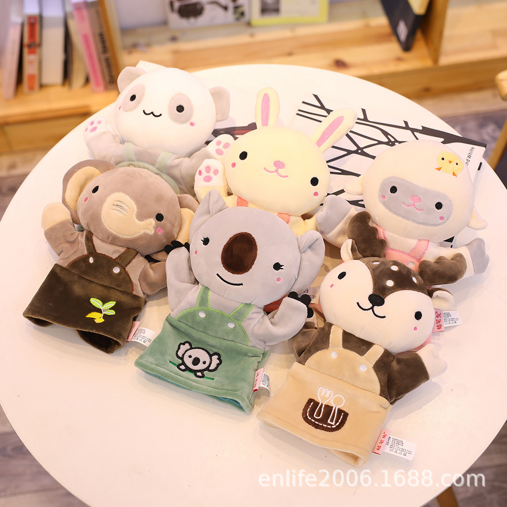 Conjunto de juguete de marioneta transfronteriza mano guantes de animales muñeca de conejo muñeca calmante muñeca de juguete muñeca mordedura marioneta