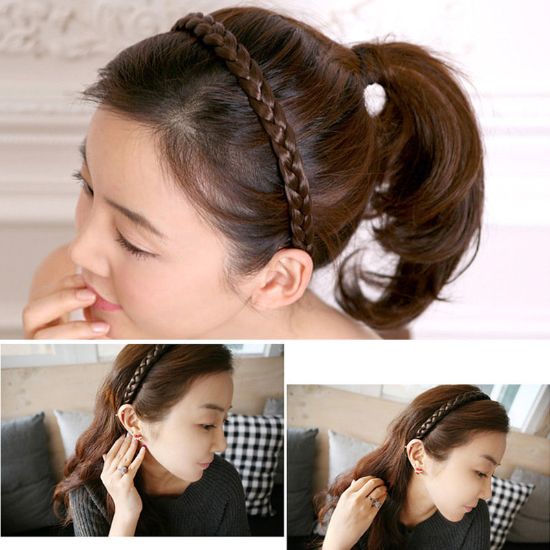 Diadema trenzada para mujer, nuevo estilo 2026, pinza para el cabello con trenza de espina de pescado, accesorio para el cabello para cubrir las canas, diadema image 4