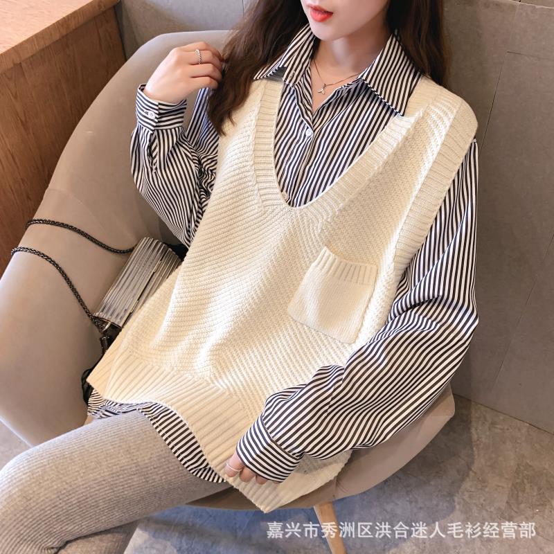 A Version of Large Size Knitted Vest for Women in Autumn and Winter Niche Versatile Sweater Vest Korean Style Stacked Sleeveless Vest Jacket A Version of Large Size Knitted Vest for Women in Autumn and Winter Niche Versatile Sweater Vest Korean Style Stacked Sleeveless Vest Jacket