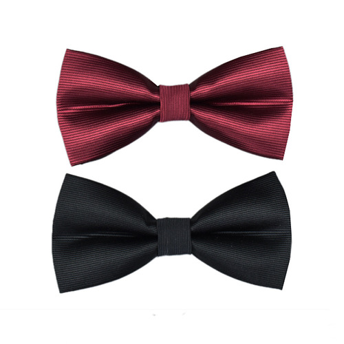 Bow tie men's groom wedding celebration professional business formal wear double-layer flat head burgundy monochrome new style