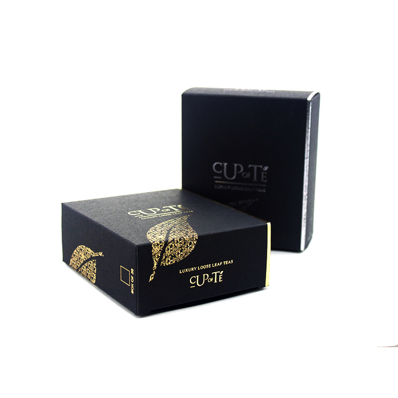 黑色磨砂特种纸化妆品包装卡盒 logo烫金烫银面霜护肤品折叠盒