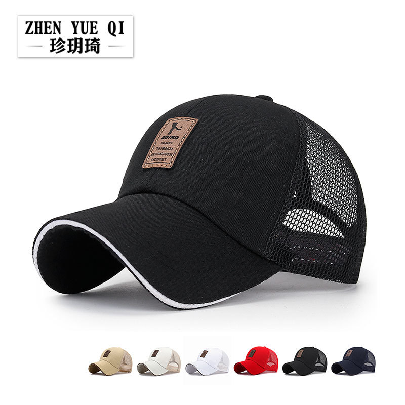 Sombrero de malla transpirable casual de verano para hombres, gorra de béisbol simple de protección solar en stock, sombreros al por mayor.