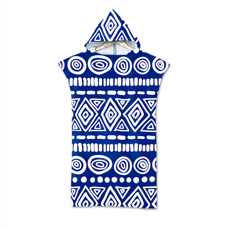 Factory Direct Sales Adult Bath Towel Beach Towel Cloak Cloak Geometric Print Hooded Bath Towel Wholesale