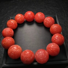 保山南红手串精工雕刻南红手链 回纹珠单圈南红散珠手串现货批发
