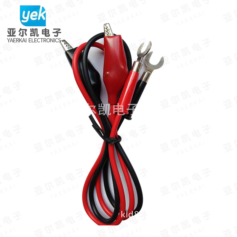 带测试叉子鳄鱼夹 厂家供应带香蕉插测试线 PVC套管电瓶连接器