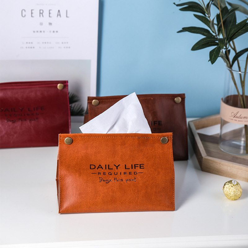 Porta Pañuelos de Cuero para Sala de Estar o Comedor