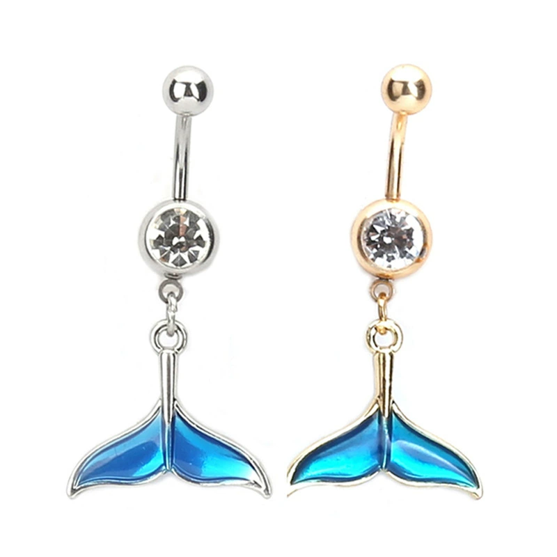Медицинская сталь Гипоаллергенные капли масло Золотые русалки пупок кольцо пупок хвост рыбы пупок пупок пупок пупок wish горячая продажа завод прямых продаж