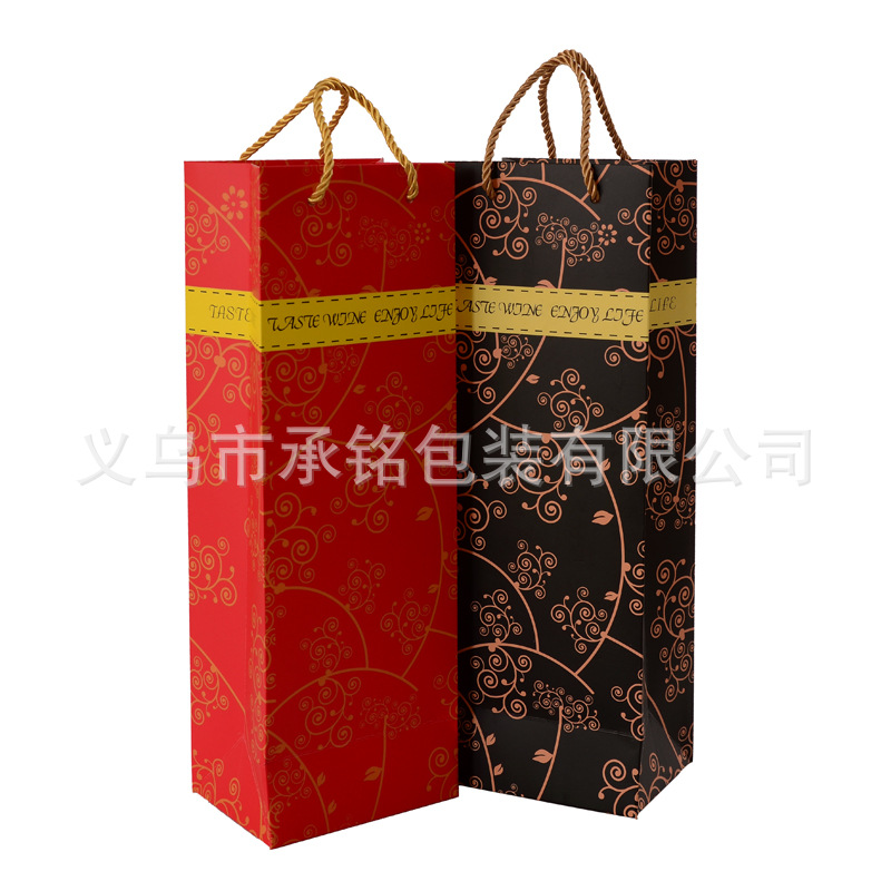 红酒礼品袋单支纸袋 商务送礼批发 加厚葡萄酒袋子现货logo