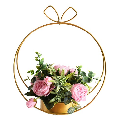 Iron flower stand flower basket metal gold-plated geometric flower basket flower arrangement blue bracelet floral material internet celebrity