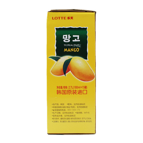 Lotte Mango Juice Beverage 180ml Fruit Mango Juice Beverage for Weddings and Family Gatherings