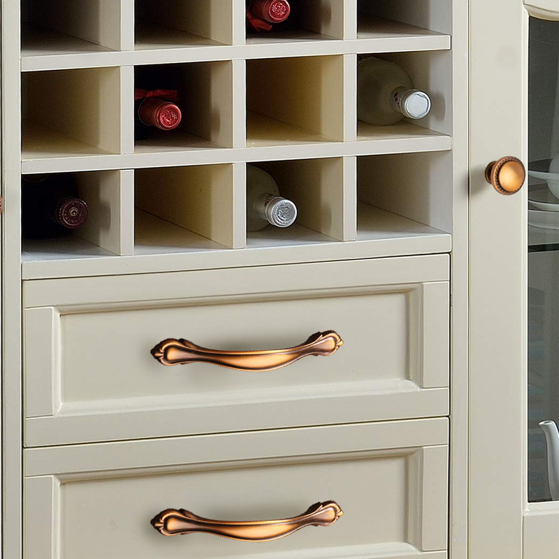 Yellow coffee handle European simple classical handle Modern simple antique cabinet door wardrobe drawer handle
