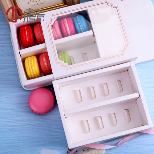 Baking packaging box, European hot stamping, 5/10 pieces, macarons, transparent window box, chocolate box