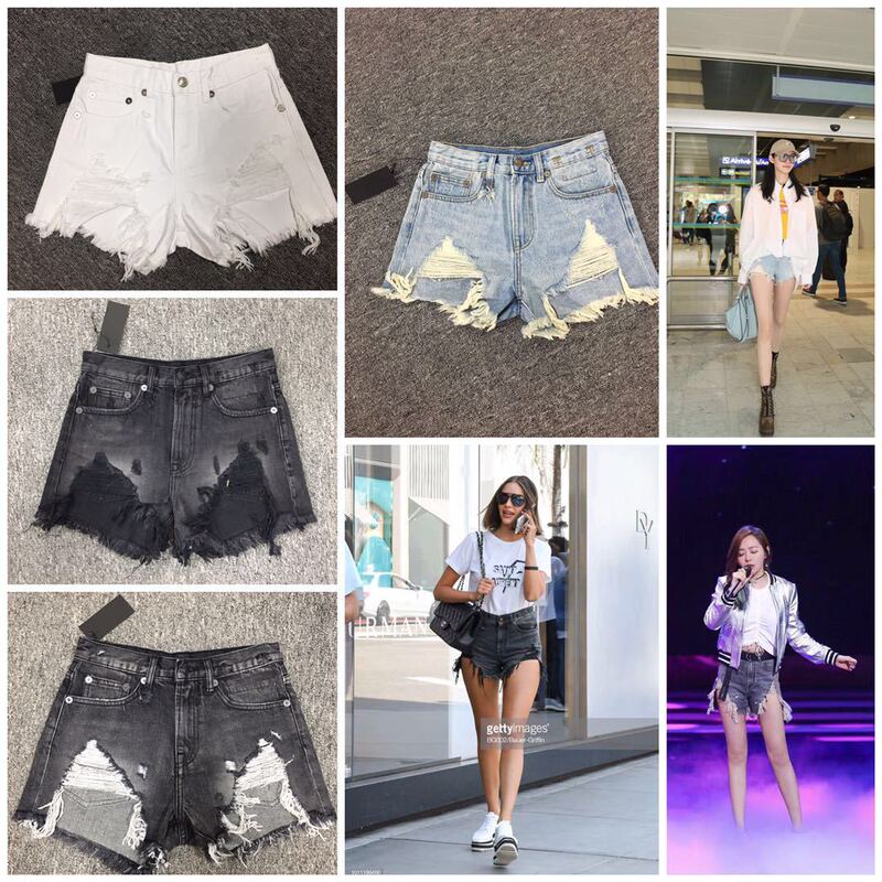 19 Spring and Summer New R13 Denim Shorts High Waist Ripped Retro Casual Skirt Slimming Jeans Mini Yang