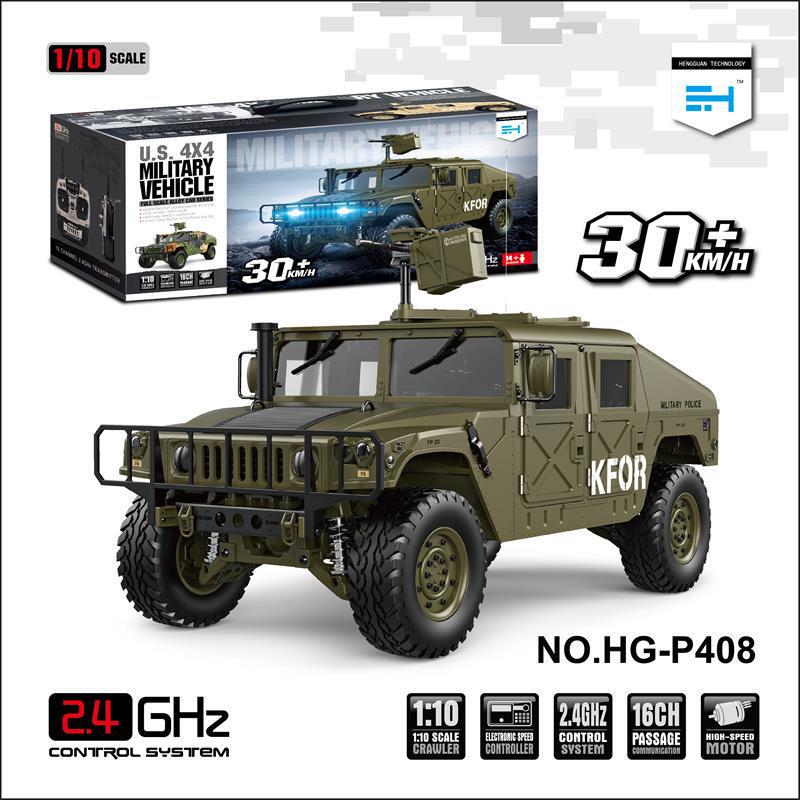 Hengguan 1/10 American 4x 4 car P408 high simulation four-wheel drive high-speed car metal chassis convertible Hummer remote control car