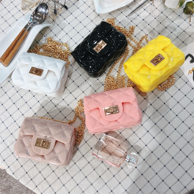 2025 Summer New Mini Mini Jelly Bag Crossbody Shoulder Bag Korean Style Diamond Chain Bag Pvc Coin Women's Bag