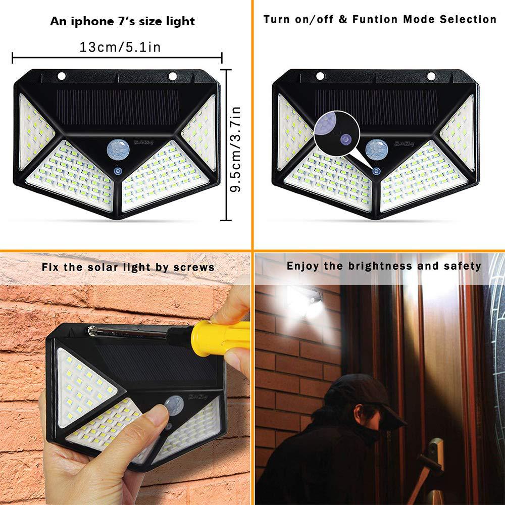 Wilder 114LED solar wall lamp courtyard four-sided luminous solar lamp human induction waterproof outdoor lamp