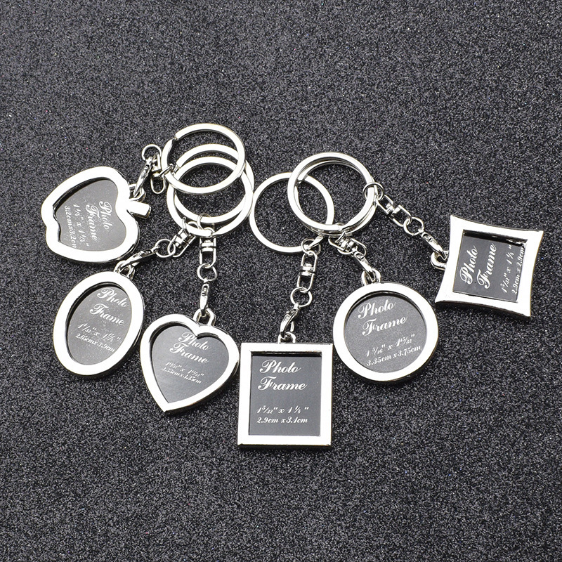 Creative Heart Key Chain Photo Frame Couple Key Chain Square Personalized Photo Key Ring Commemorative Small Gift