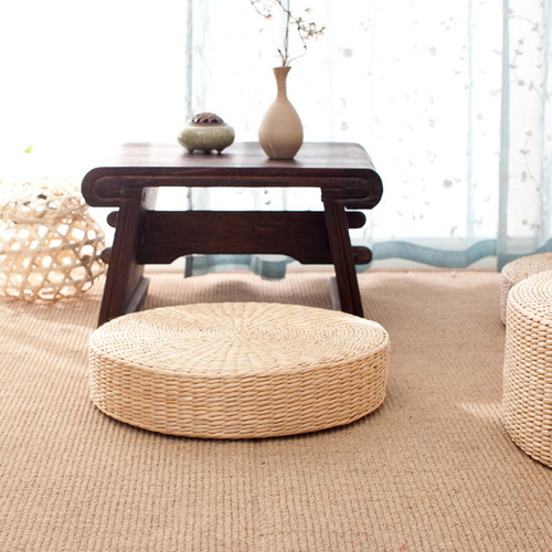 Rattan Seating Cushion, Futon-style Floor Mat – Thickened Tatami-Style Kneeling Pad, Bay Window Mat, Round Japanese-Style Sitting Stool, Breathable