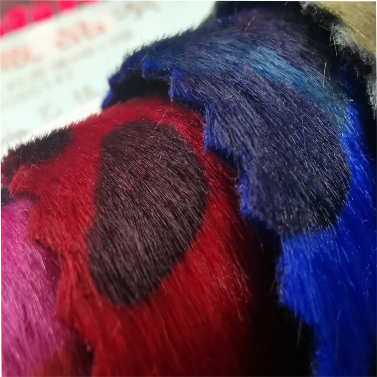 胎牛毛3683现货供应 单面植毛植绒印大豹纹仿马毛绒布 数码印面料