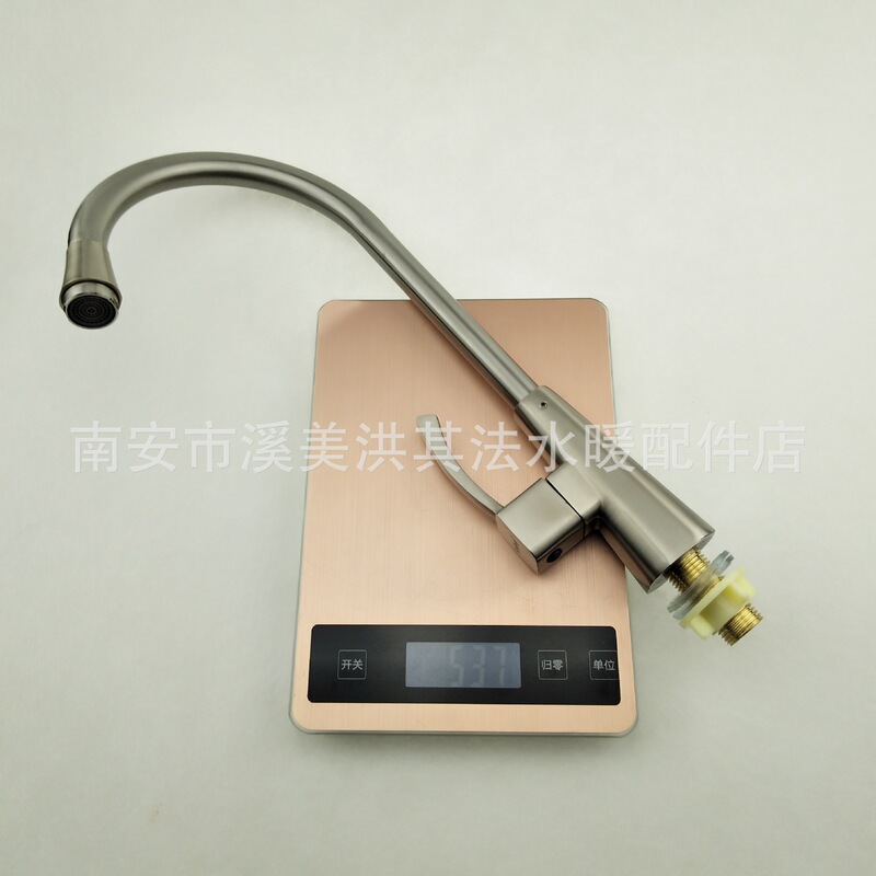 Zinc Alloy Brushed Oblique Octagonal Single Cold Quick-Open Kitchen Sink Faucet Bathroom Fixtures