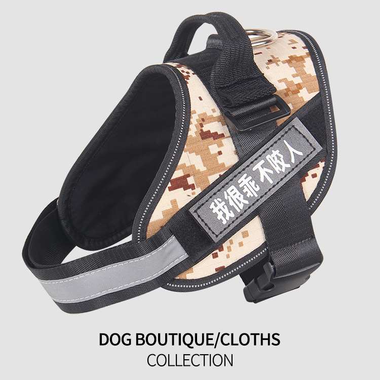 Fábrica en stock correa para mascotas correa para el pecho del perro Oxford tela a prueba de explosiones Punch K9 pecho trasero suministros para mascotas al por mayor