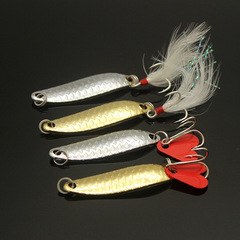 5.5g Lure Fish Scale Red Heart Sequin Gold & Silver Willow Leaf-Shaped Metal Lure Bionic Artificial Bait Fishing Tackle