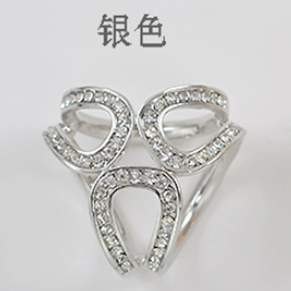 Diamond three -ring silver