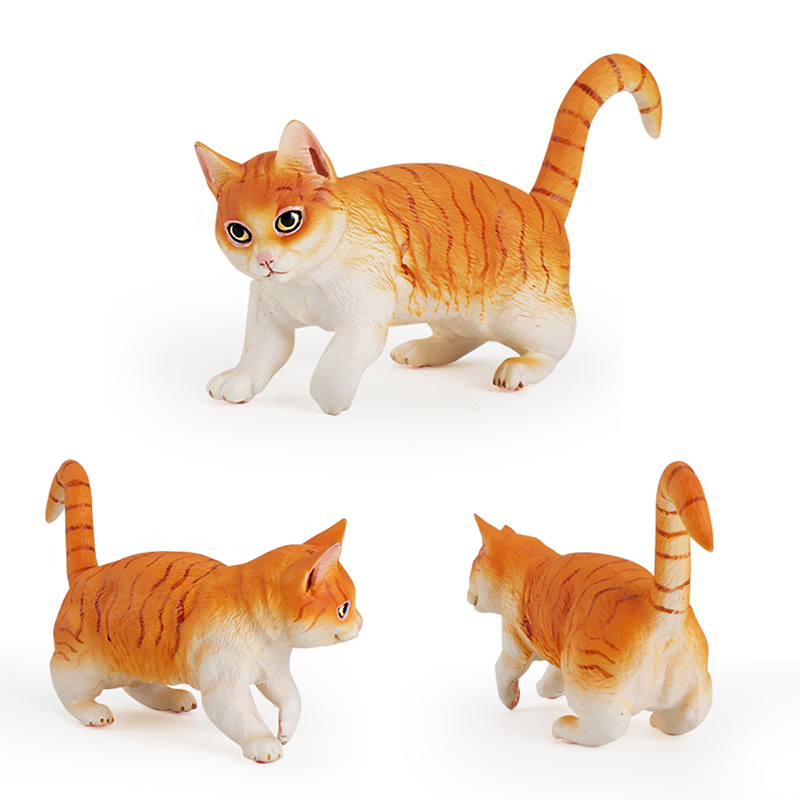 Simulación transfronteriza de aves de corral mascotas modelo de animales gato naranja gato flores gatos animales estáticos juguetes de decoración de mesa