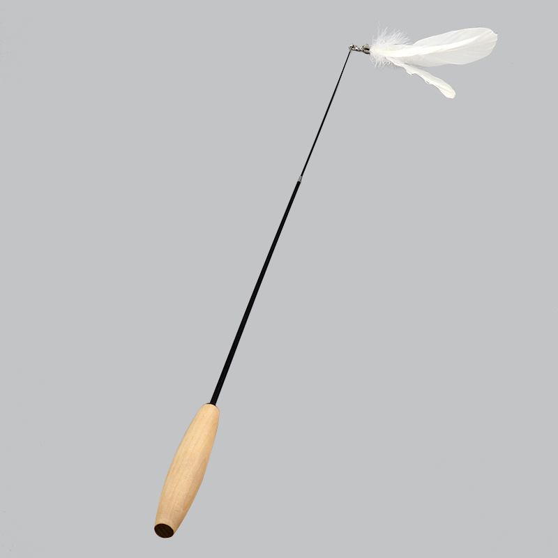 Fabricante en stock nueva pluma Bell divertido gato palo super largo flexible retráctil de madera divertido gato palo divertido gato juguete