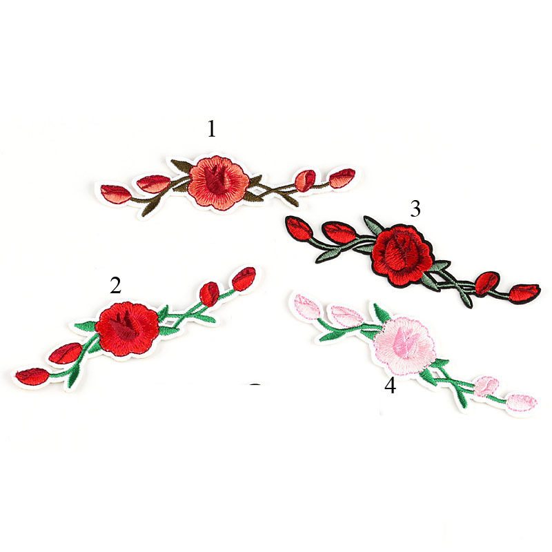 条形花朵玫瑰刺绣补丁布贴民族风外套连衣裙旗袍装饰补洞贴花章仔