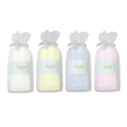 Candy color children's quilt 110*110CM cotton gauze six layers of gauze separate mesh bag baby blanket