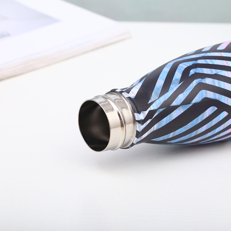 Nueva botella de coque de acero inoxidable creativo patrón de escala de pescado rayado taza de vacío de comercio exterior moda deportes taza de agua al aire libre al por mayor