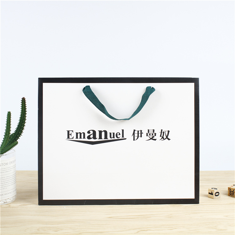 纸质礼品手提纸袋子购物服装包装可logo精美白卡纸袋印刷logo