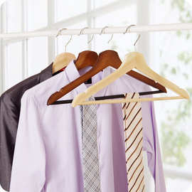 Q1011厂家批发实木防滑无痕衣架成人家用高档原木西服晾衣架收纳